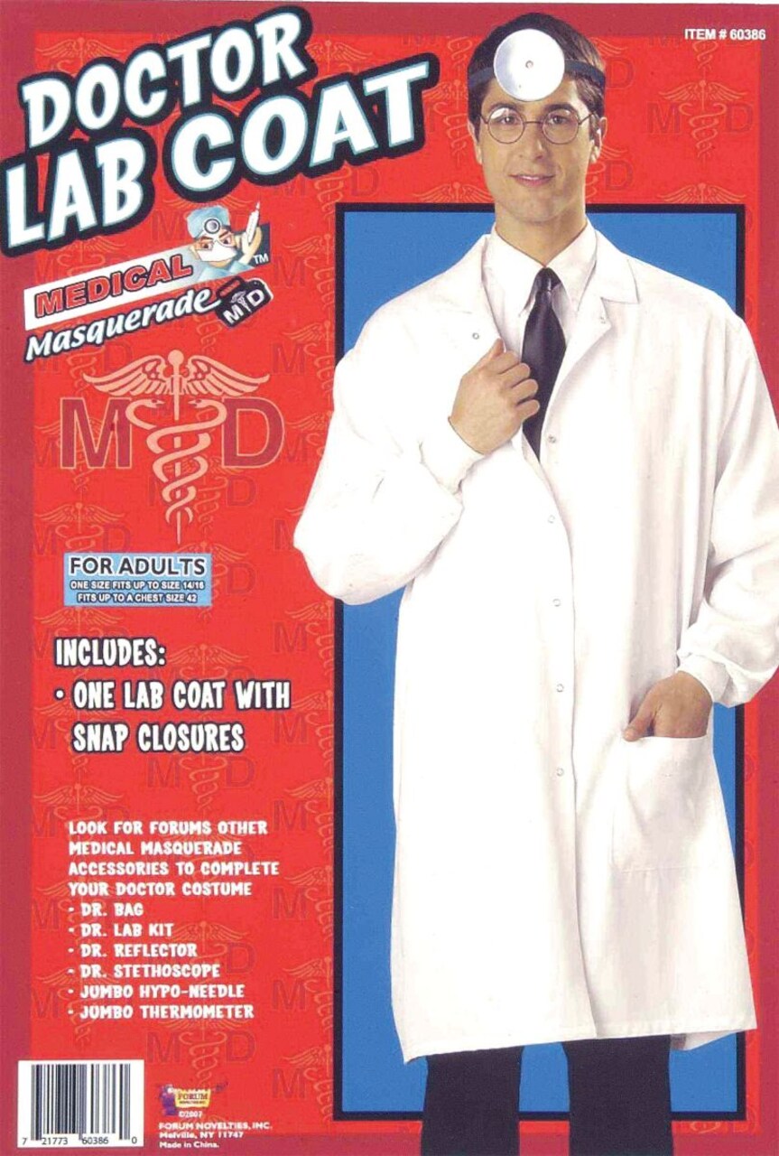 The Costume Center White Doctor Lab Coat Men Adult Halloween Costume - Large